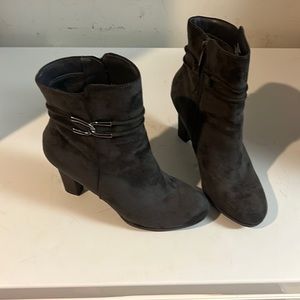 Gray soft leather boots